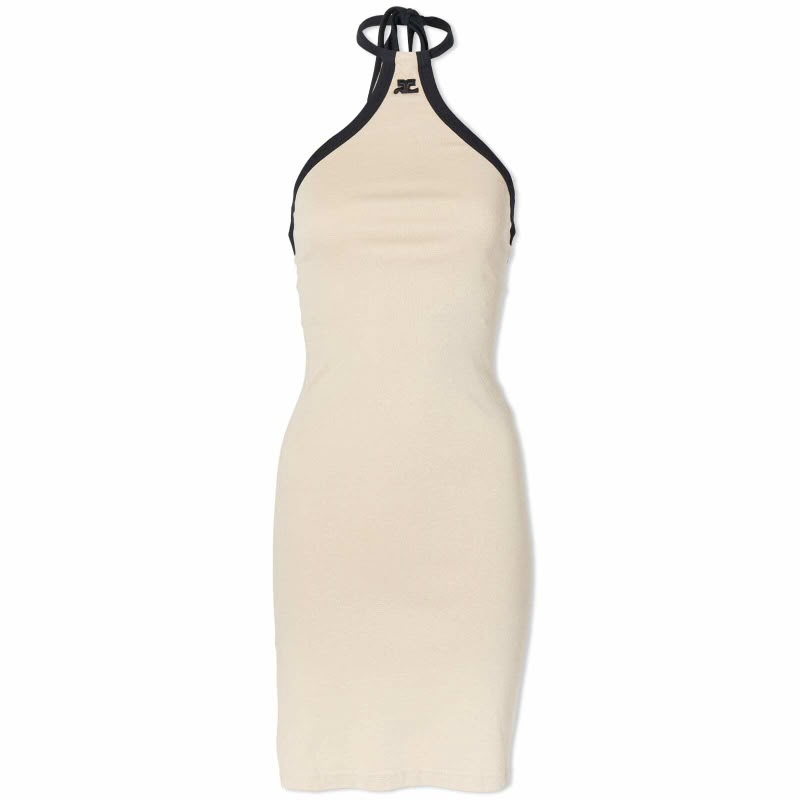 Vestido Courreges Bege e Preto Tam P BR