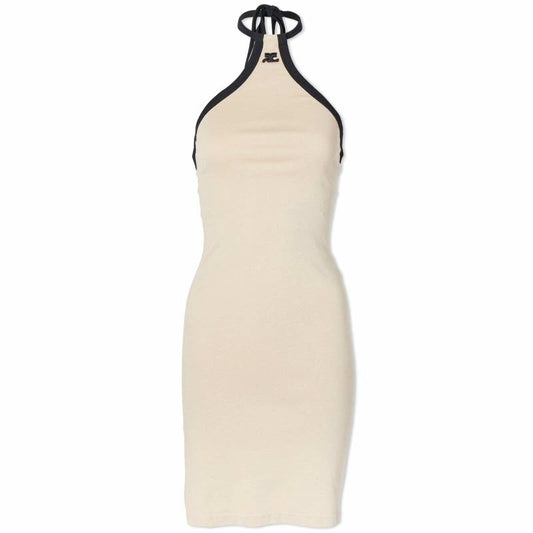 Vestido Courreges Bege e Preto Tam P BR
