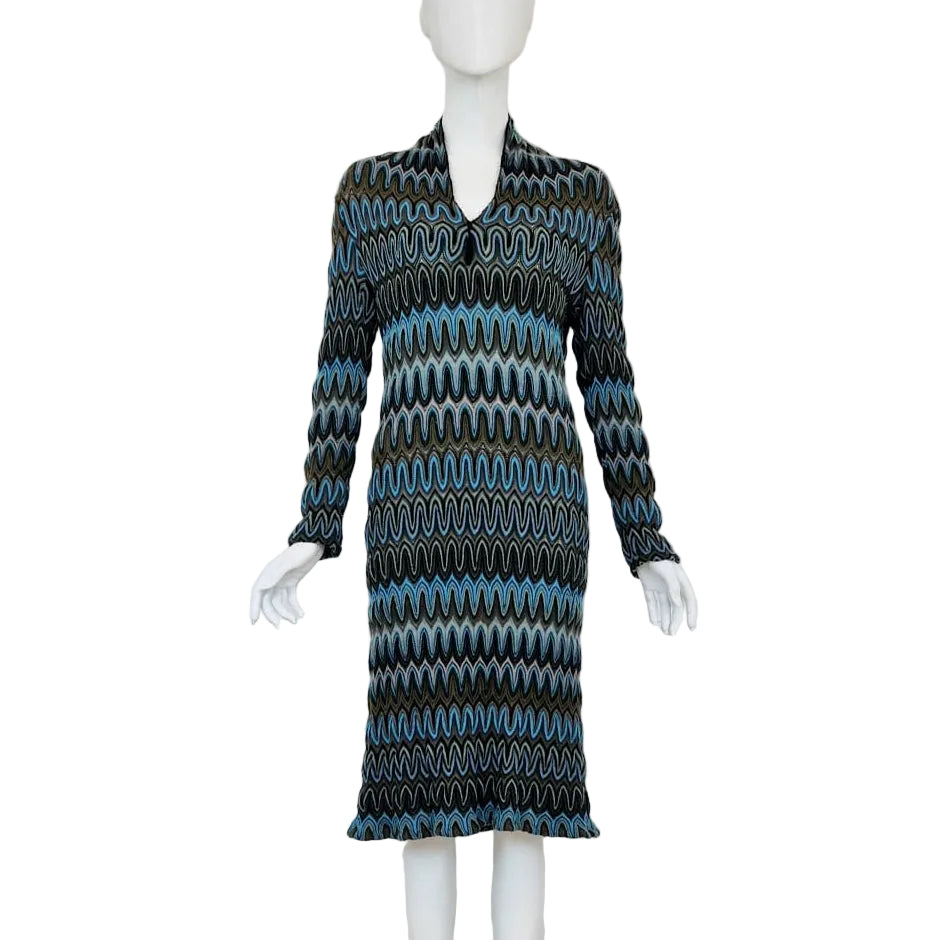 Vestido Missoni Azul Tam 46 Br