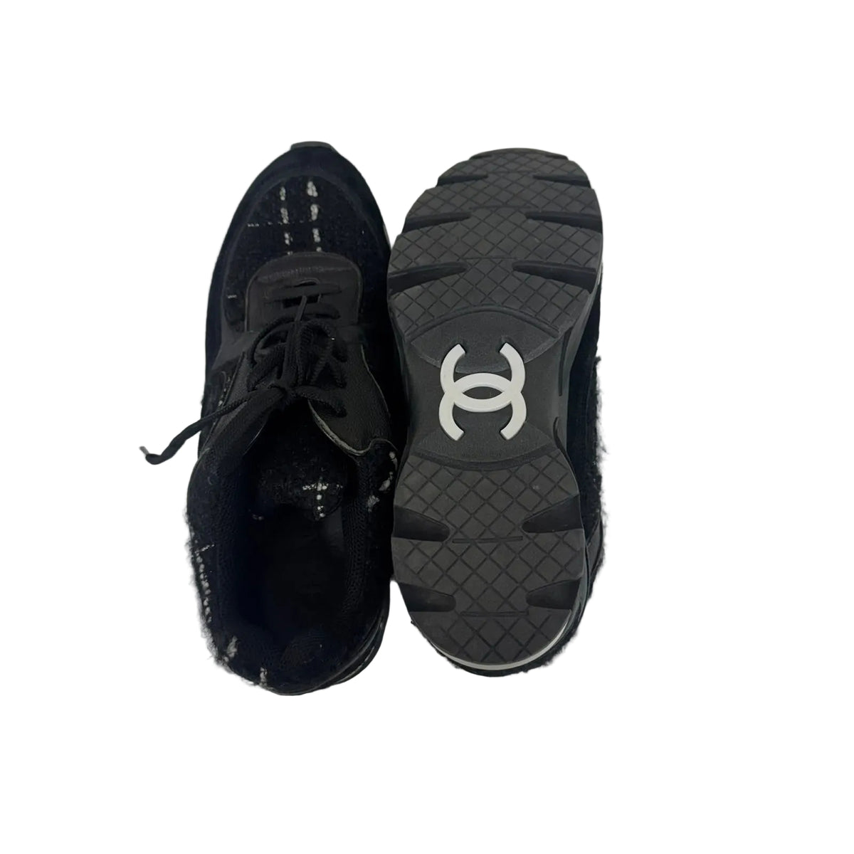 Tênis Chanel Tweed Preto Tam 38 BR