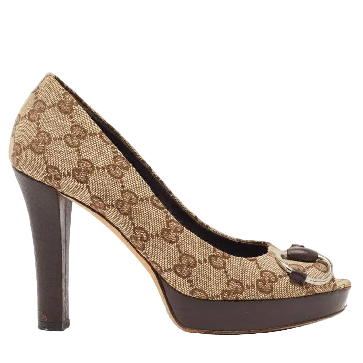 Sapato Gucci Monograma Bege Tam 36 BR