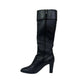 Bota Chanel Couro Preto Cano Alto Tam 38 Br