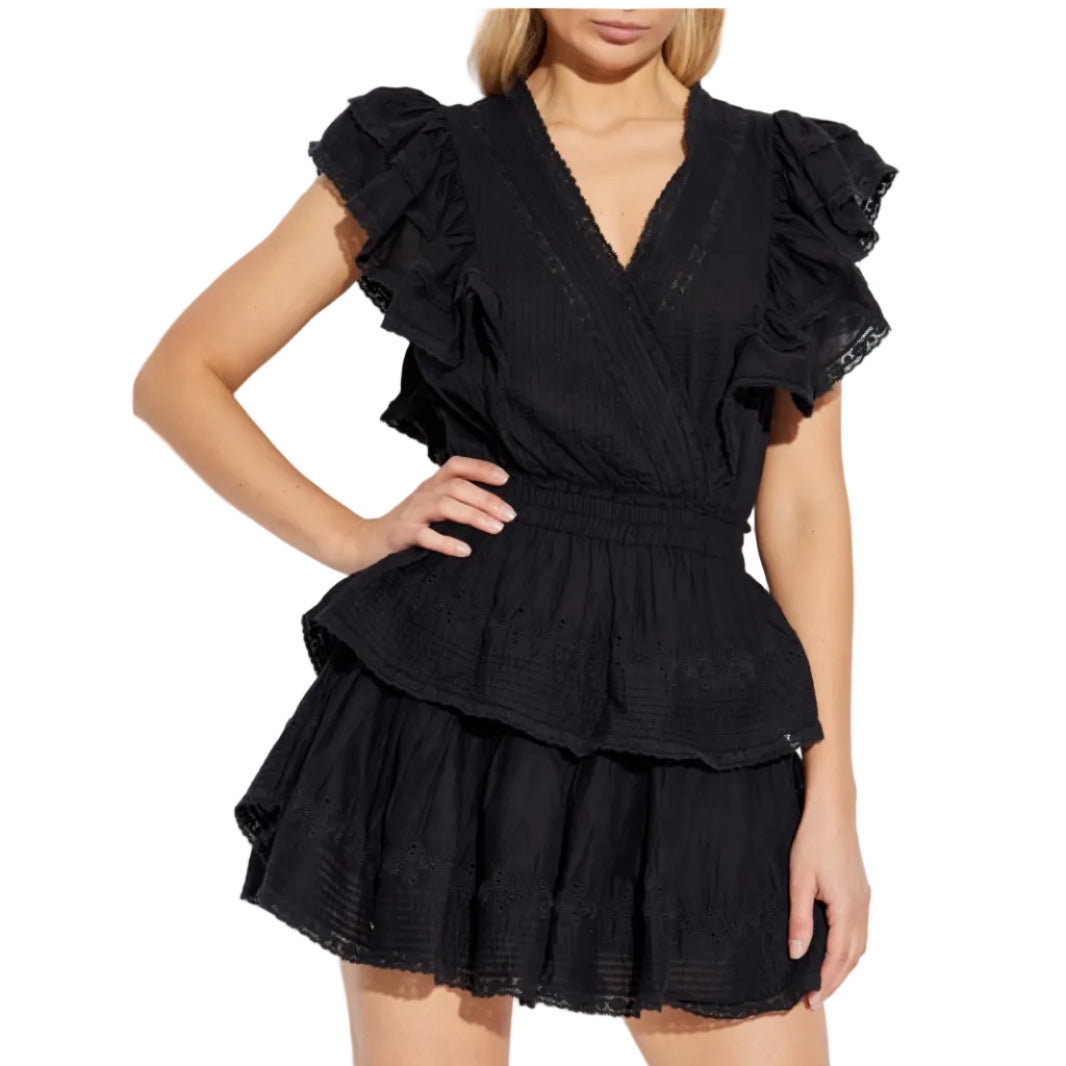 Vestido Love Shack Babado Preto Tam P BR