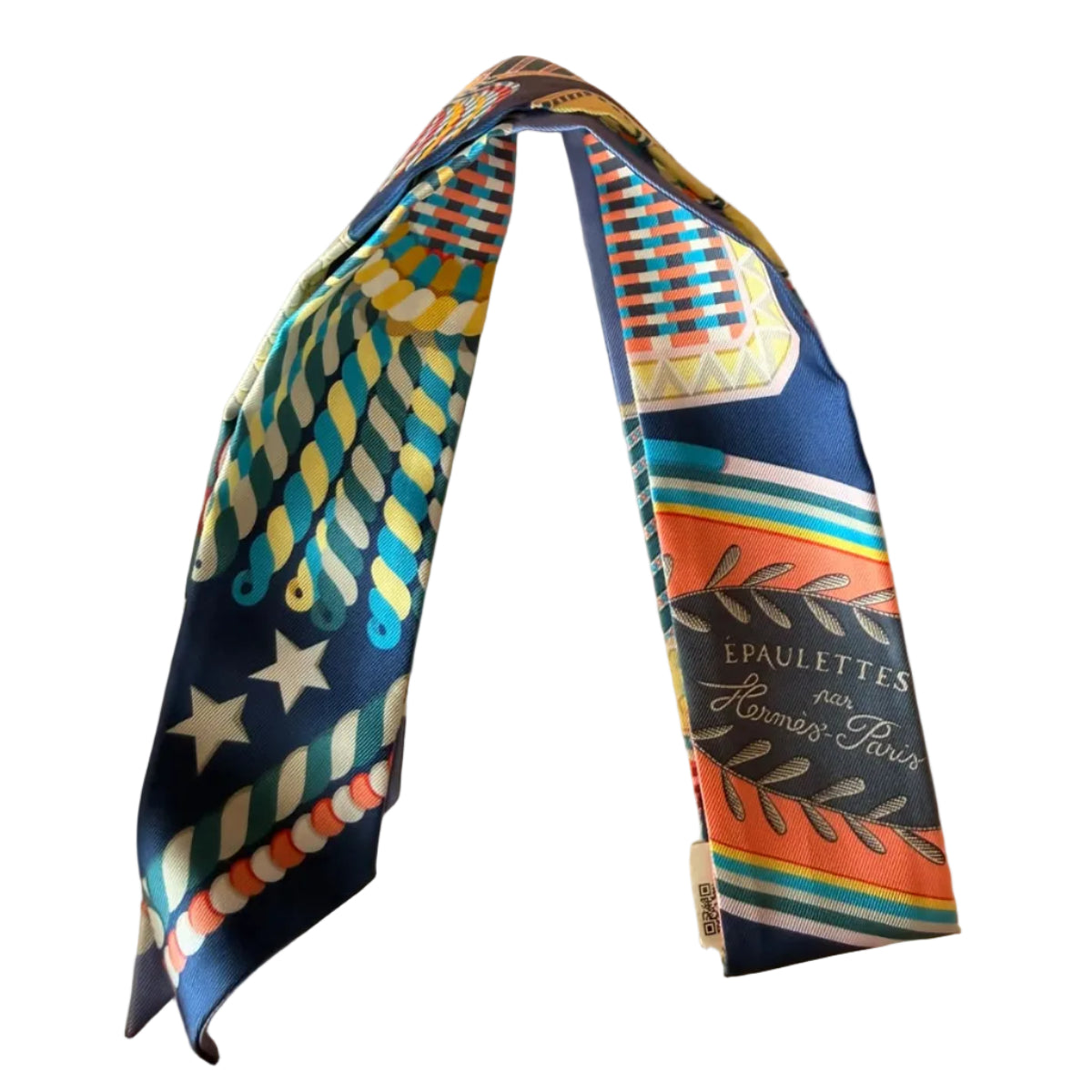 Twilly Hermes Estampa Azul e Laranja