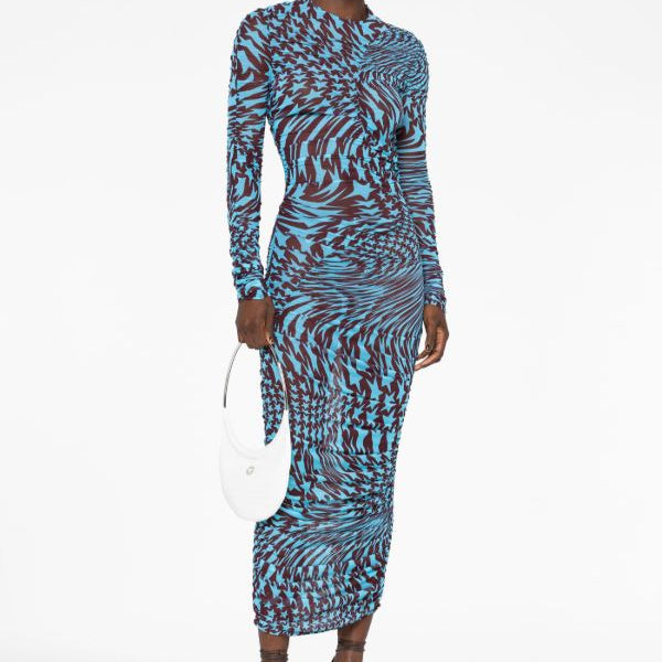 Vestido Mugler Azul e Vinho Tam 34 Br