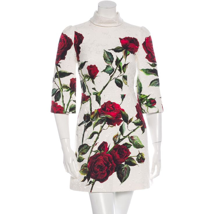 Vestido Dolce&Gabbana Branco com Rosas Tam 40 BR