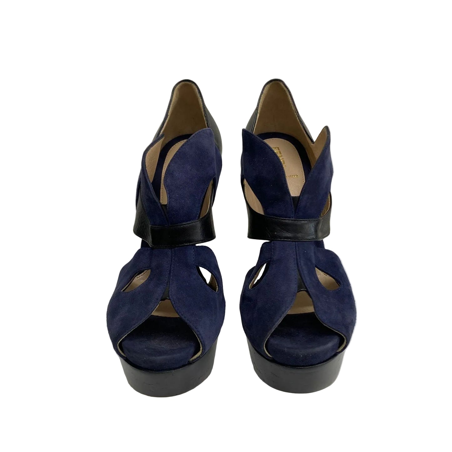 Sandalia Fendi Azul e Preto Tam 38 Br