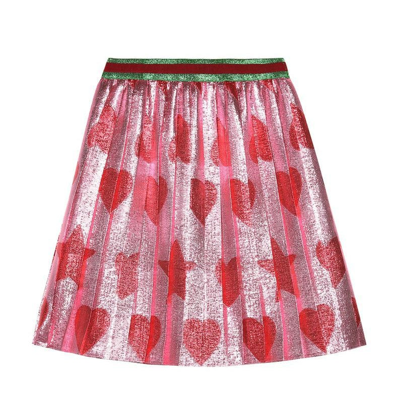 Saia Gucci Plissada Rosa Coração Infantil Tam 6 anos Br