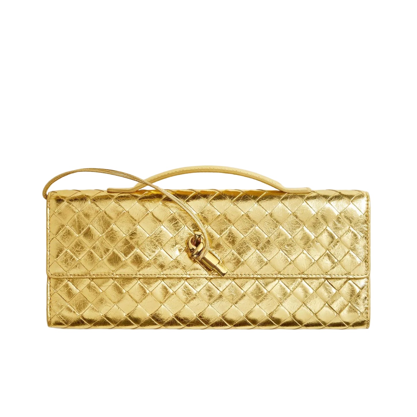 ⁠Bolsa Bottega Veneta Andiamo Clutch Dourada