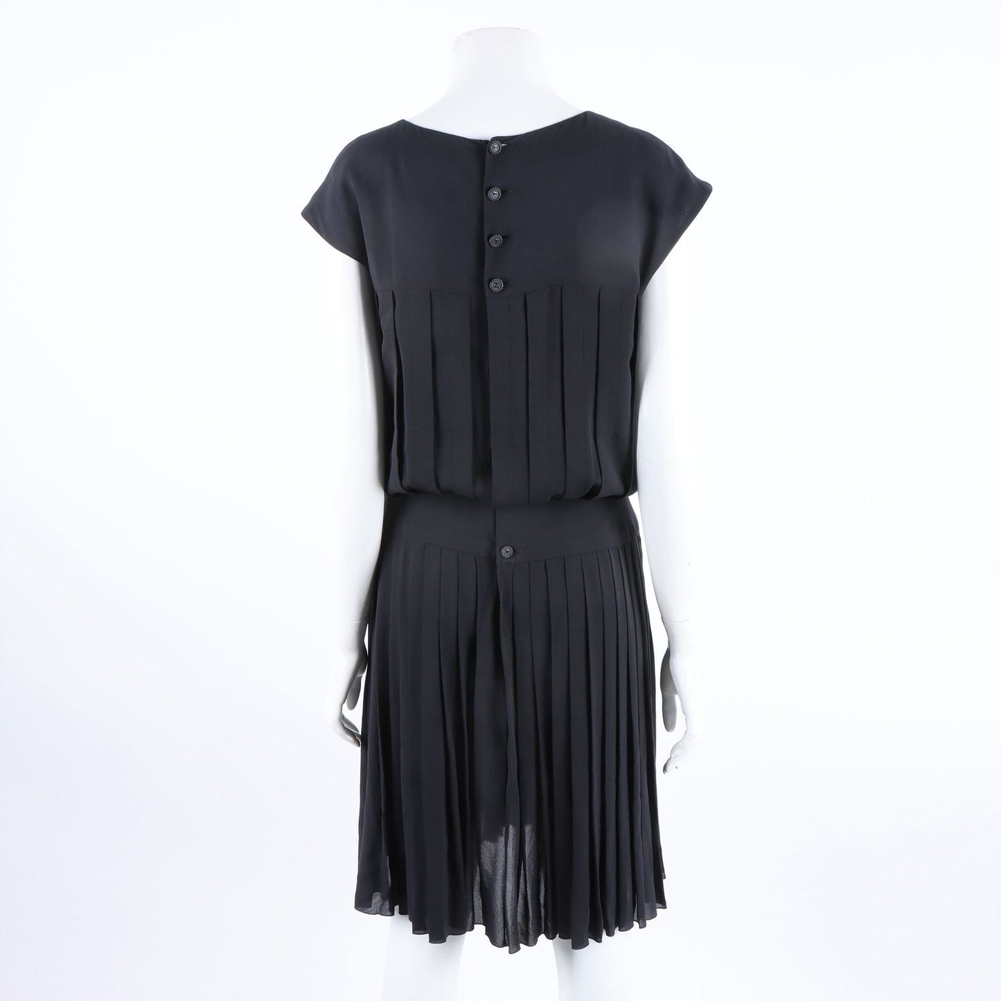 Vestido Chanel Preto Plissado Tam 38 BR