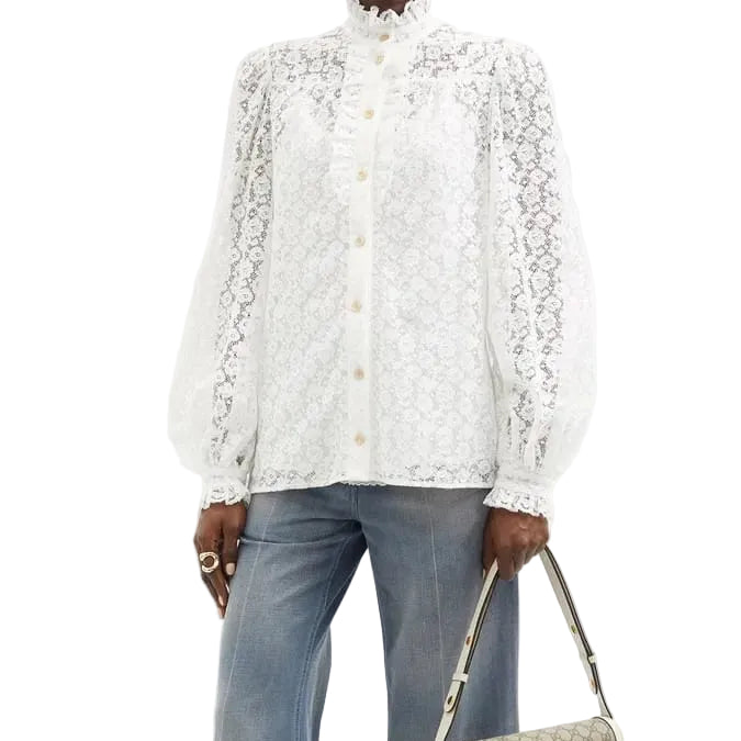 Blusa Gucci Branco Babados Tam 36 Br