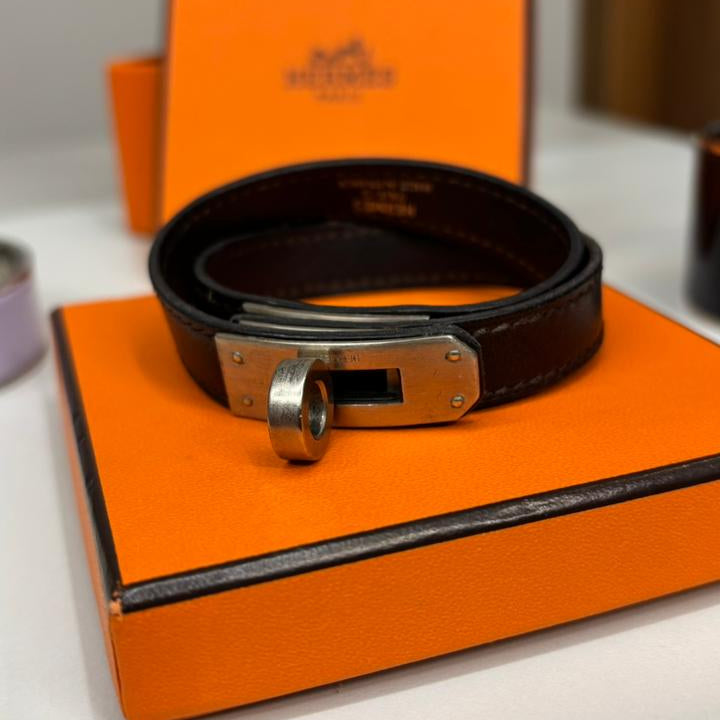 ⁠Pulseira Hermès Couro 2 Voltas