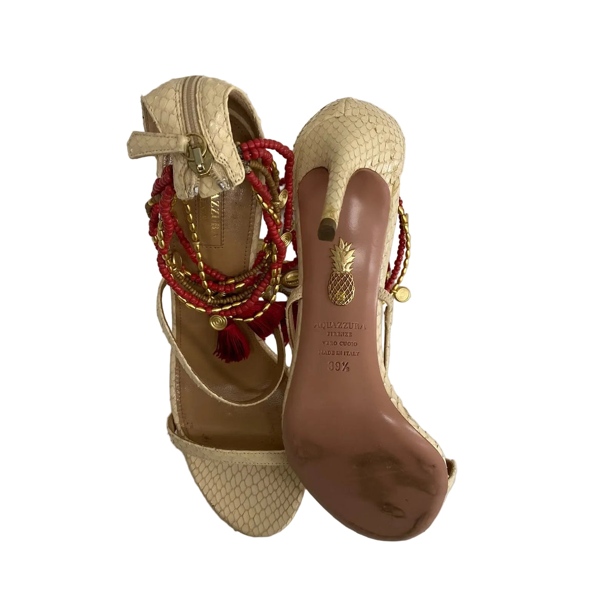 Sandália Aquazzura Bege Croco Tam 37,5 BR
