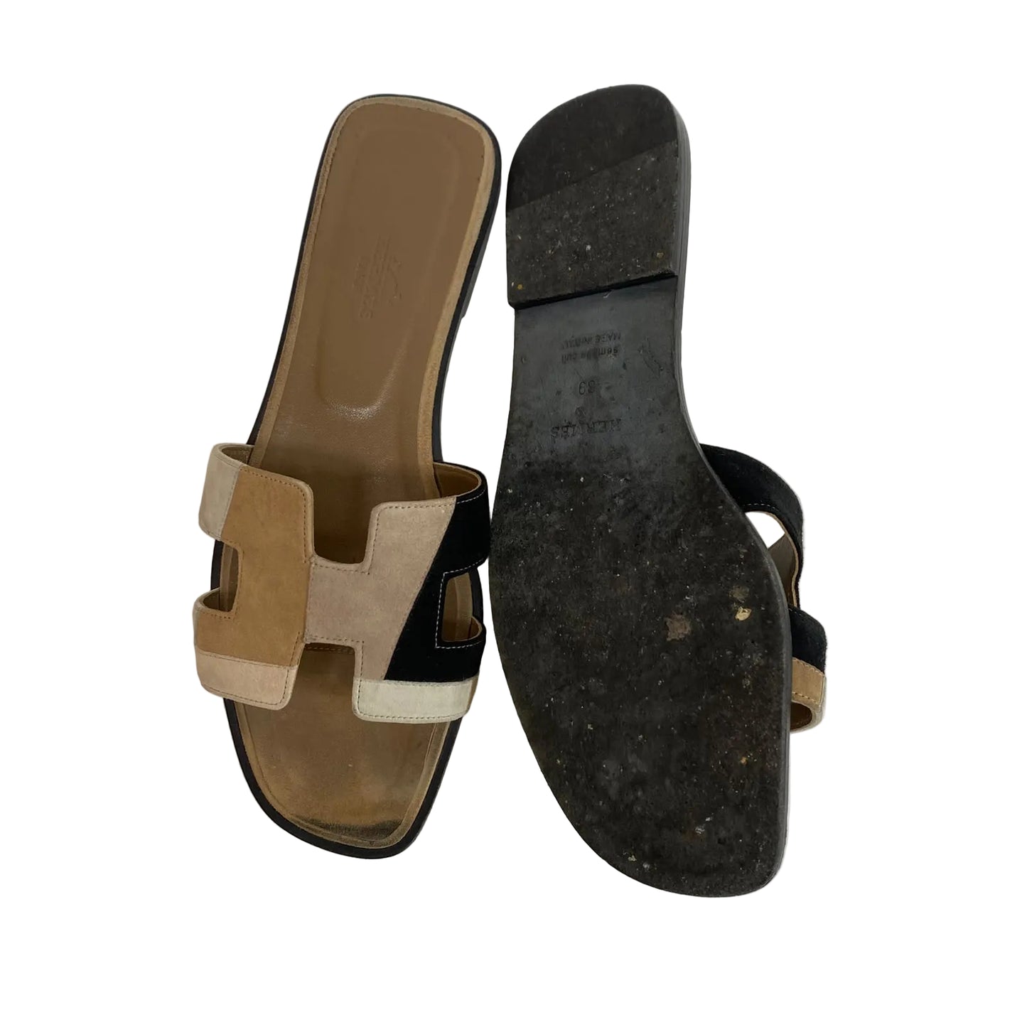 Rasteirinha Hermes Oran Tons de Bege Tam 37 BR