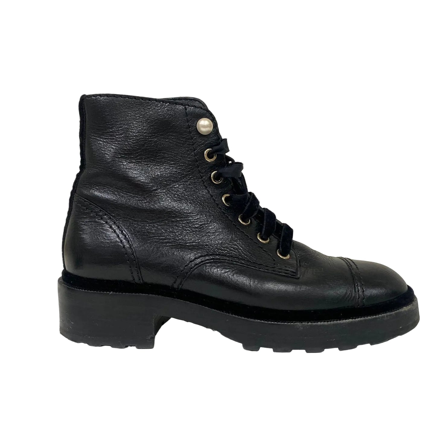 Coturno Chanel Preto Com Pérola Tam 36 BR