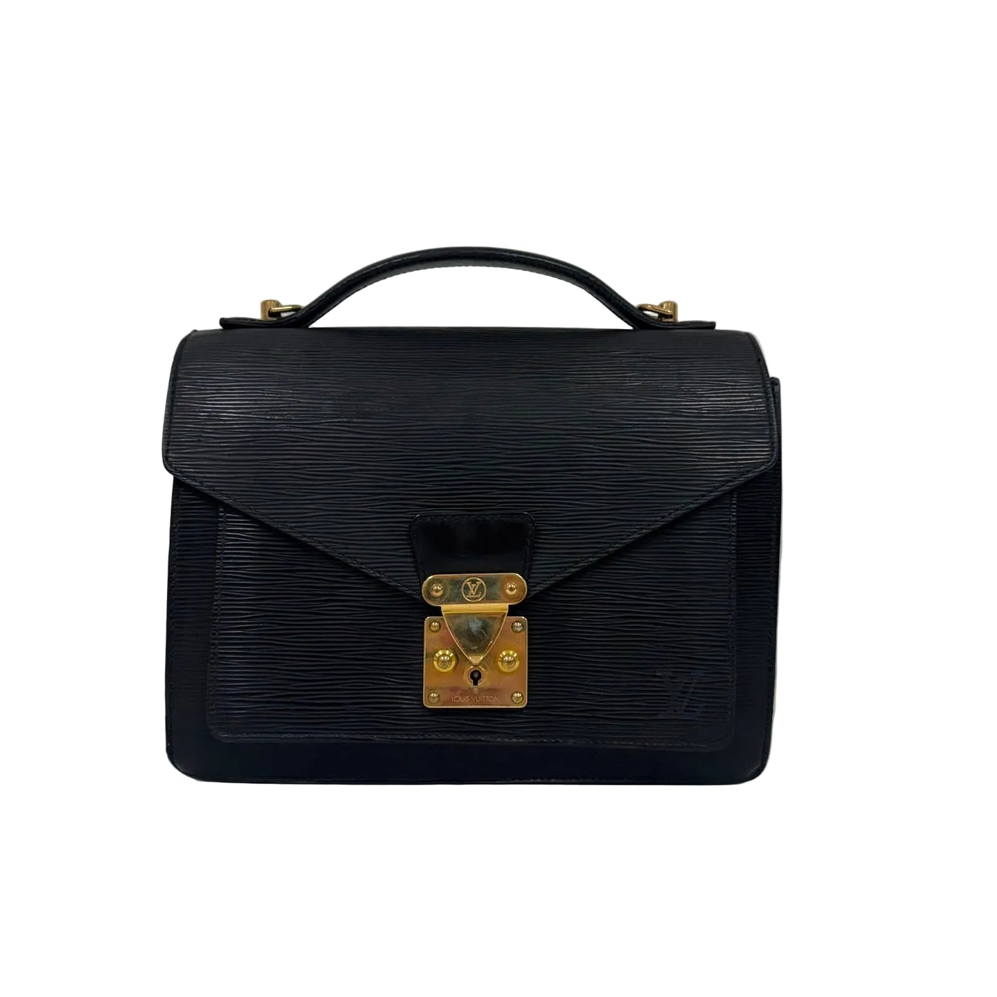 Bolsa Louis Vuitton Black Epi Leather Monceau Bag