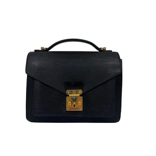 Bolsa Louis Vuitton Black Epi Leather Monceau Bag