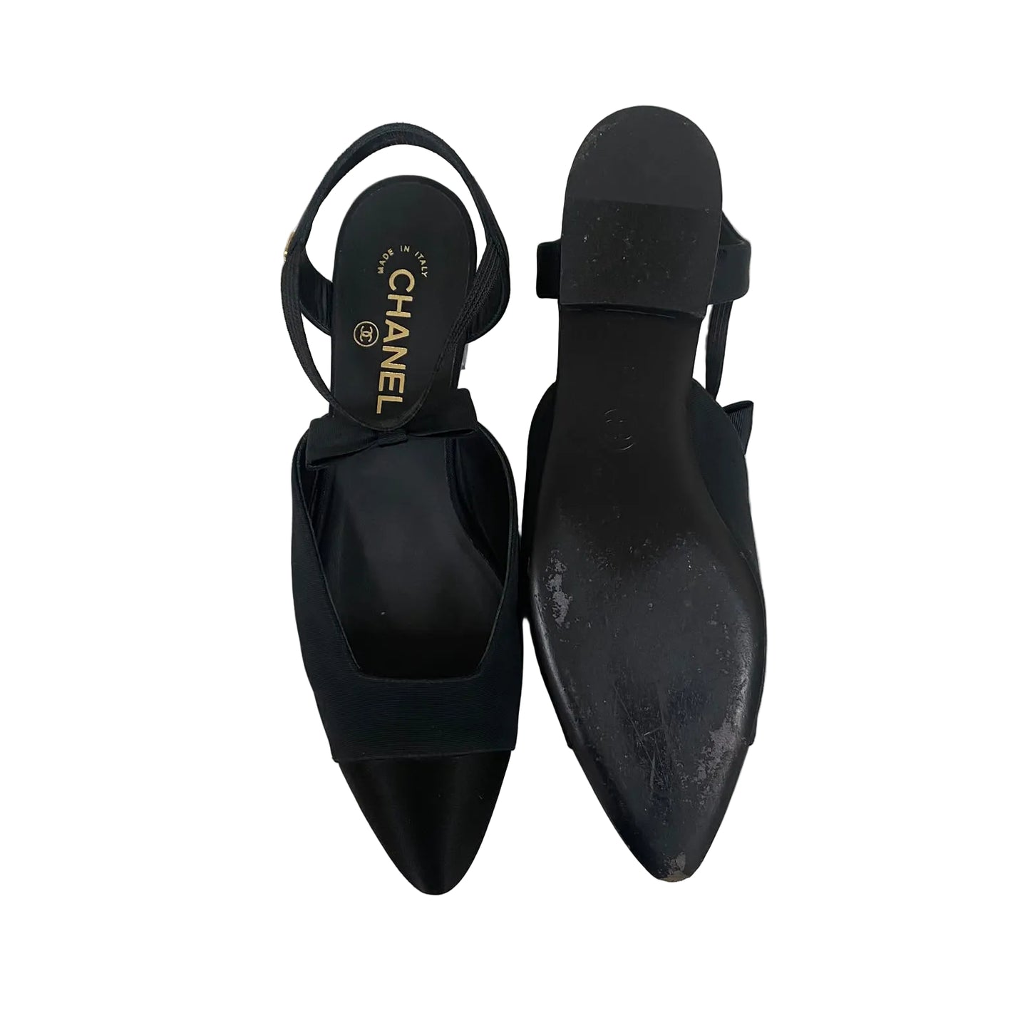 Sapato Chanel Slingback Flats Preto Tam 37,5 BR
