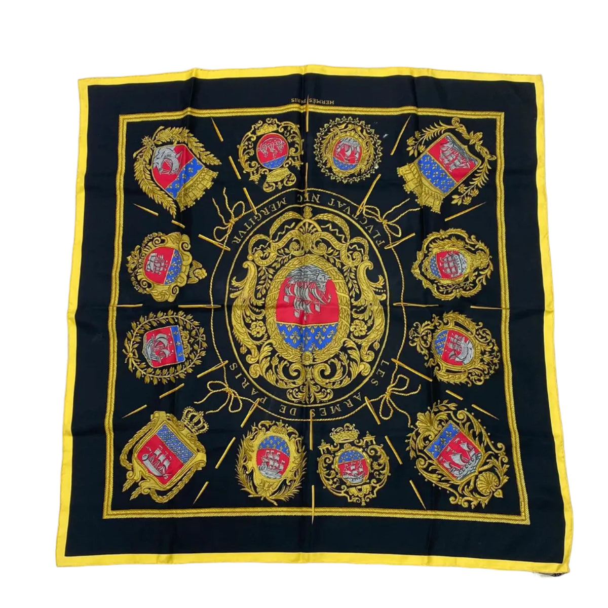 Lenço Hermès Preto Estampa Navio