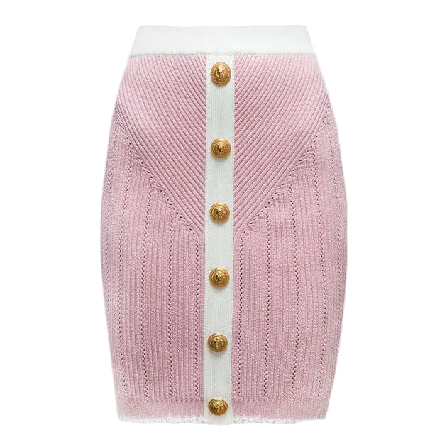 Saia Balmain Rosa e Branco Tam 42 Br