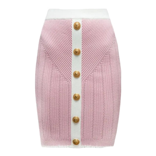 Saia Balmain Rosa e Branco Tam 42 Br
