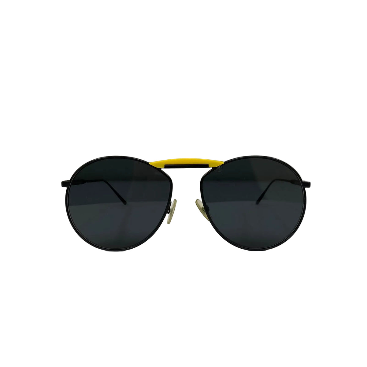 Óculos Fendi Preto Redondo Detalhe Amarelo