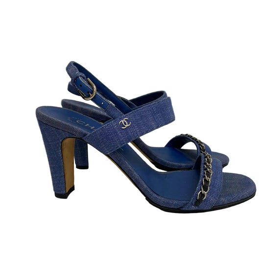 Sandalia Chanel Azul Jeans Tam 35,5 Br
