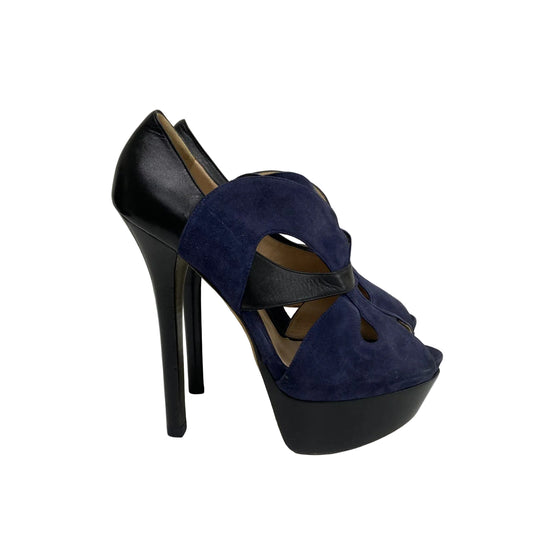 Sandalia Fendi Azul e Preto Tam 38 Br