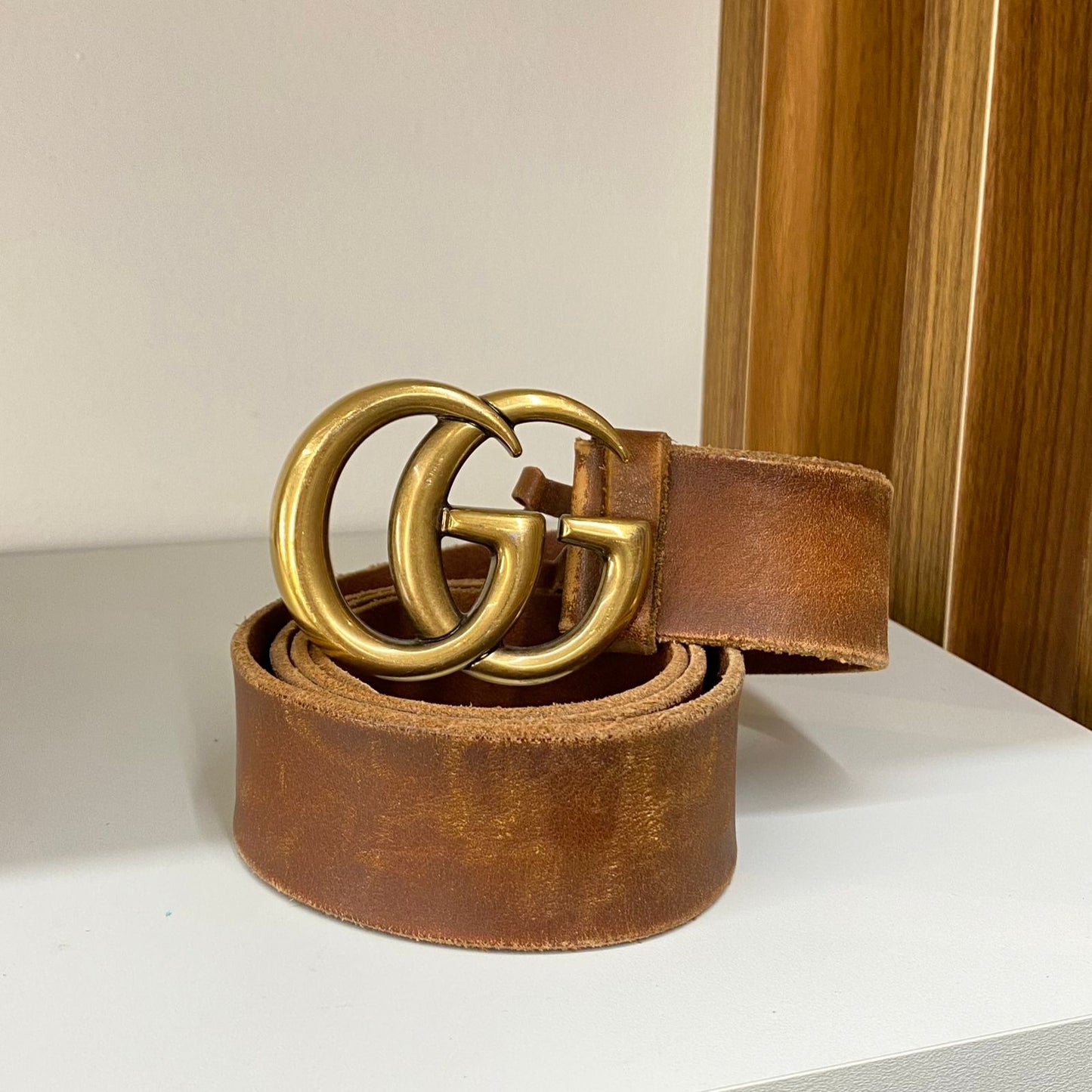 Cinto Gucci Couro Marrom
