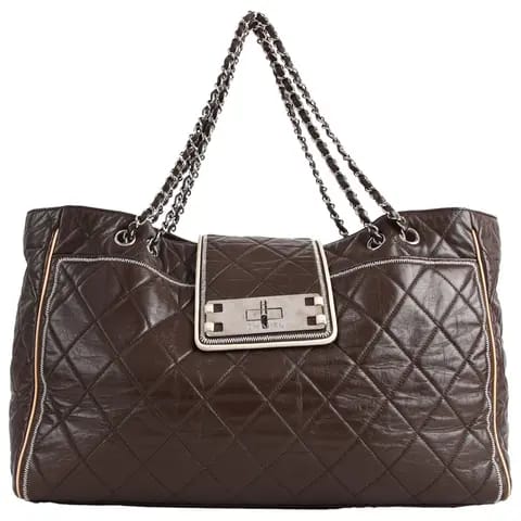 Bolsa Chanel East West Accordion Tote Marrom Grande