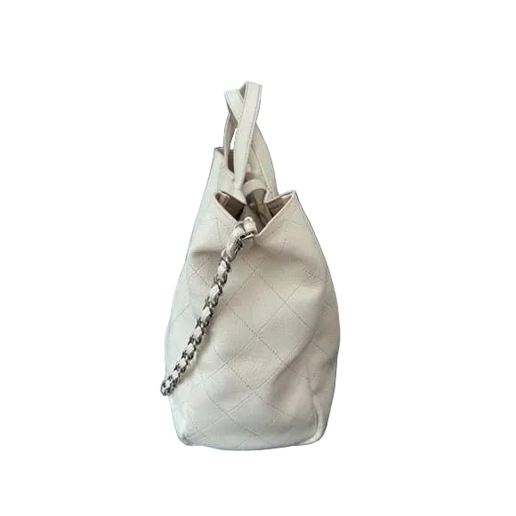Bolsa Chanel Caviar Stitched Large Shopping Tote Off White