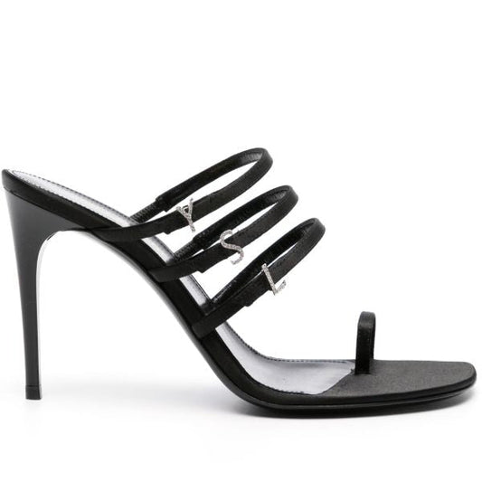 Mule Saint Laurent Jerry Preta Logo Prata Tam 37 Br