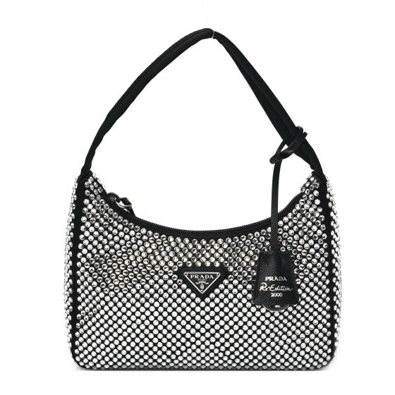 Bolsa Prada Re- Edition 2000 Com Cristais Preta