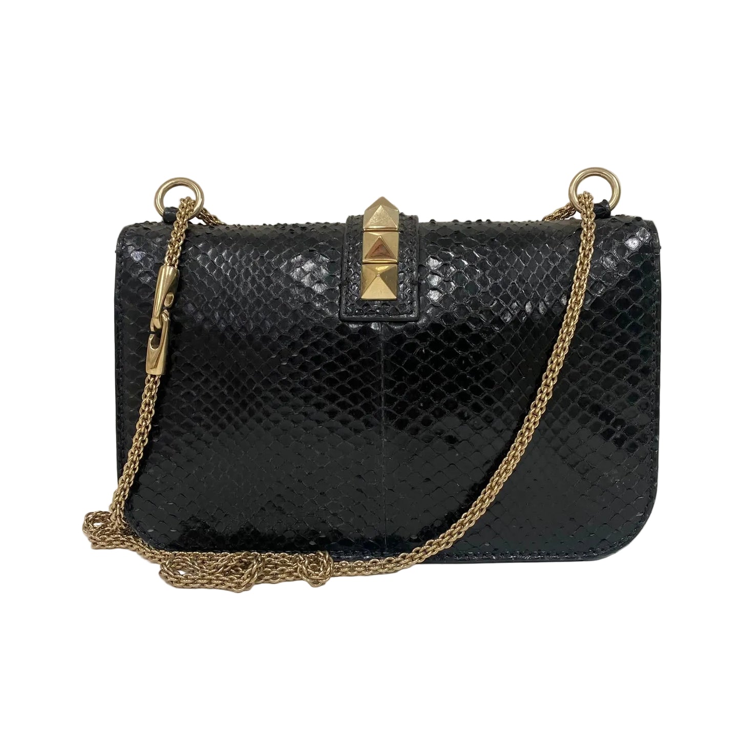 Bolsa Valentino Garavani Rockstud Python Preta
