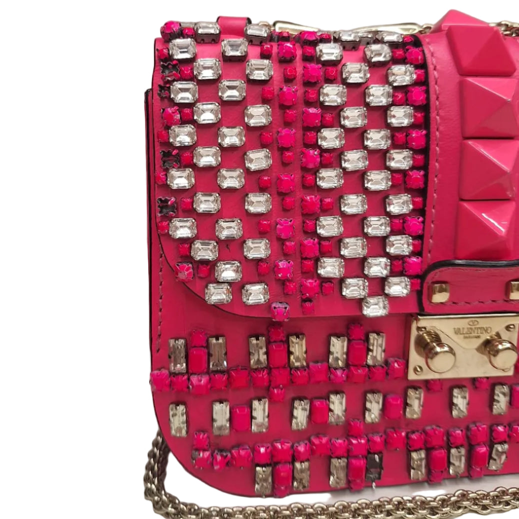 Bolsa Valentino Glamlock Rosa Pedraria