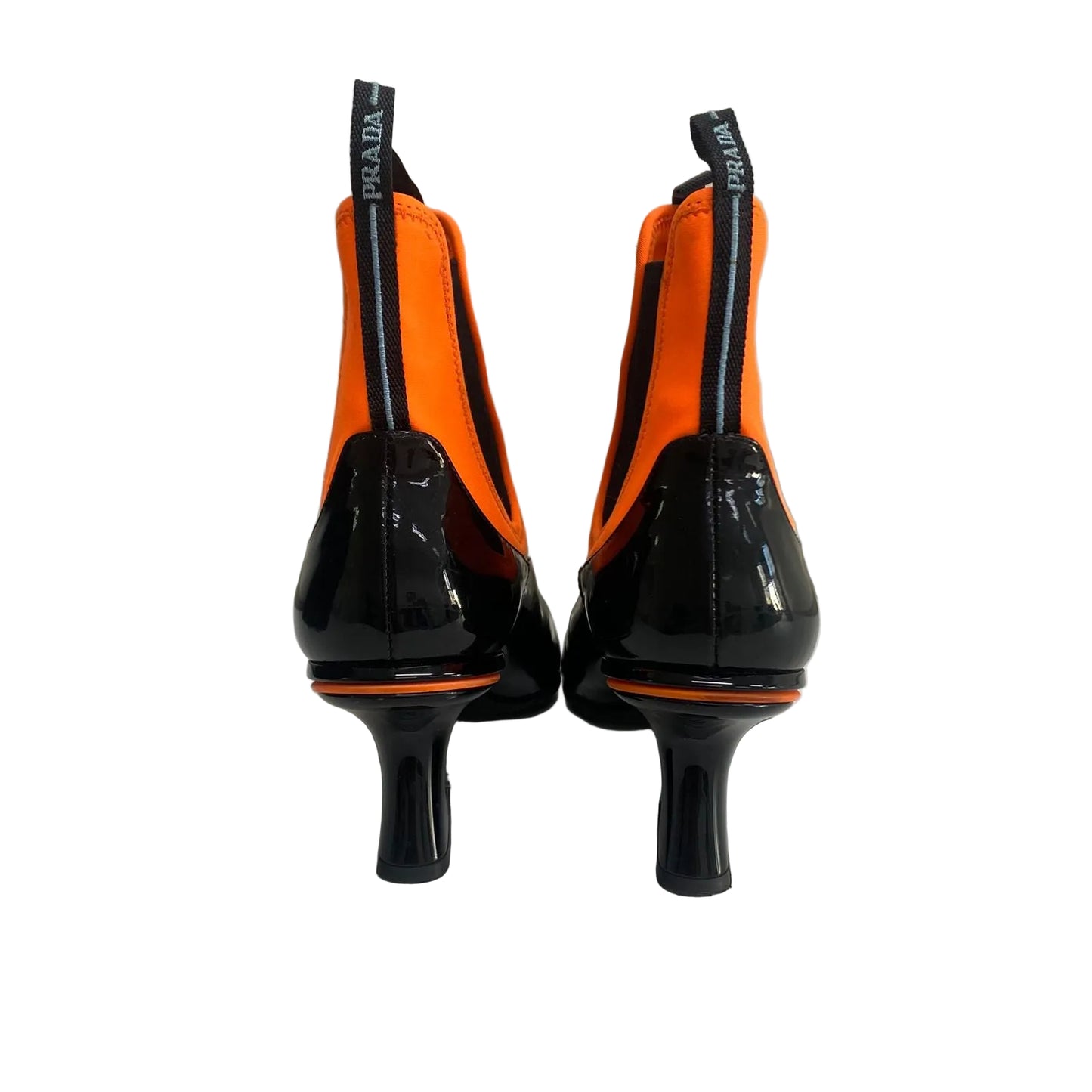 Bota Prada Pointed Toe Laranja e Preto Tam 34,5 Br