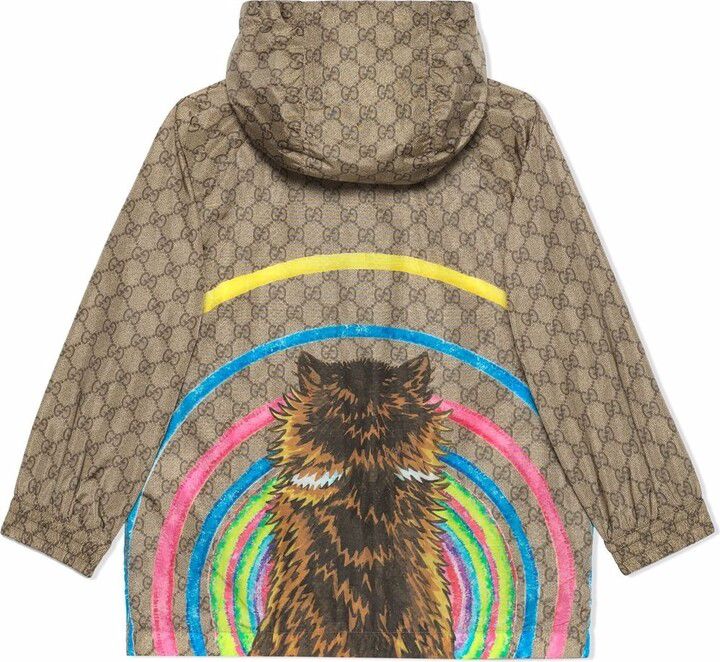 Jaqueta Corta Vento Gucci Monograma Gatinho Tam 10 anos Br
