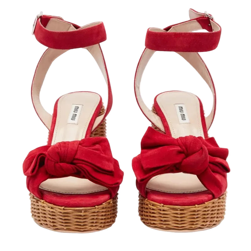 Sandalia Plataforma Miu Miu Vermelha Tam 36 Br