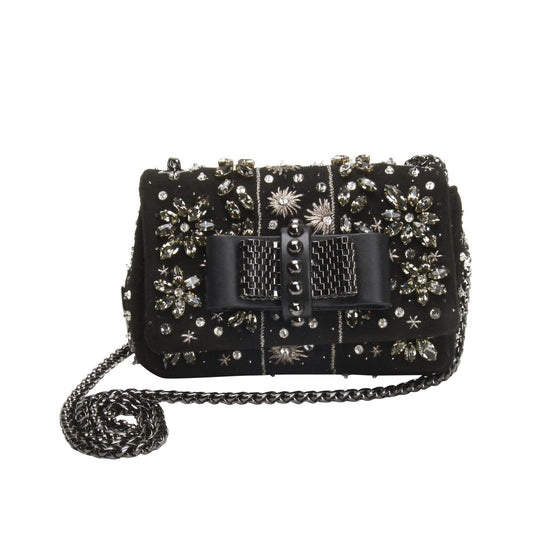Bolsa Louboutin Preta Com Pedraria