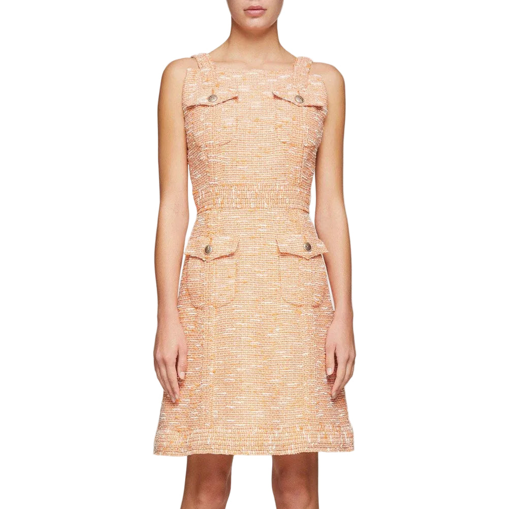 Vestido Chanel Tweed Pockets Accent Mini Dress Laranja Tam 36 BR