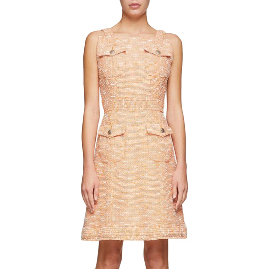 Vestido Chanel Tweed Pockets Accent Mini Dress Laranja Tam 36 BR