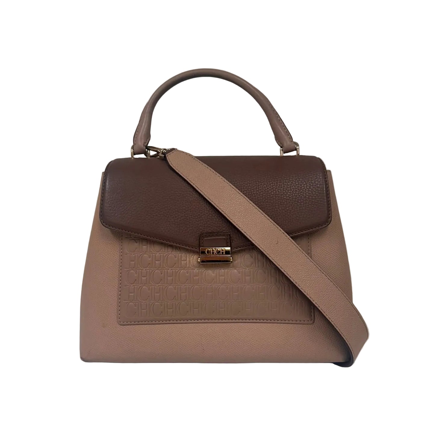 Bolsa Carolina Herrera Monogram Top Handle Marrom