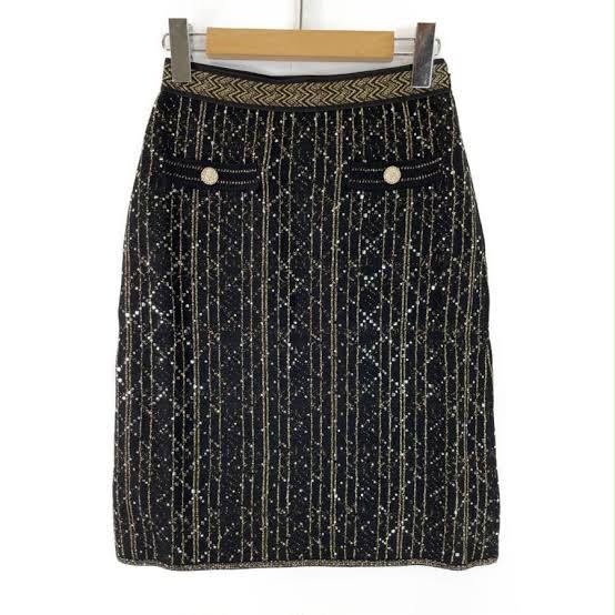 Conjunto Chanel Paris-31 Rue Cambon Preto e Dourado Tam 34 Br