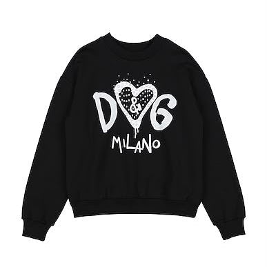 Moletom Infantil Dolce&Gabbana Preto Com Escrita Branca Tam 7/8 anos BR