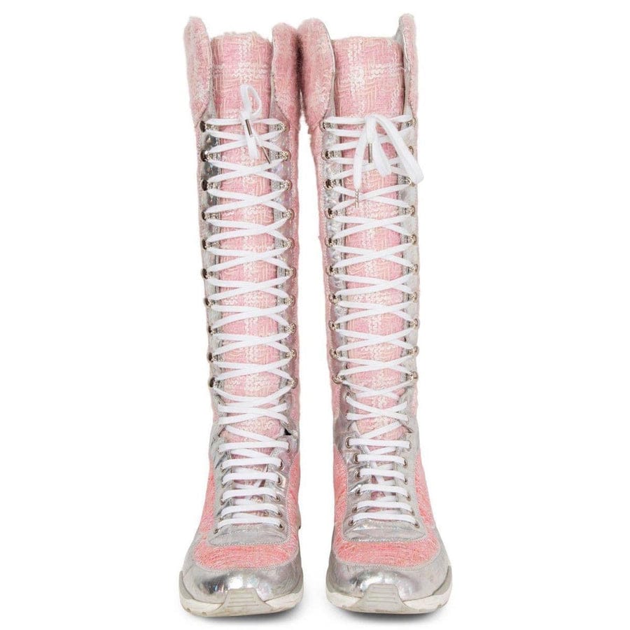 Bota Chanel Cano Longo Rosa Tam 38 Br