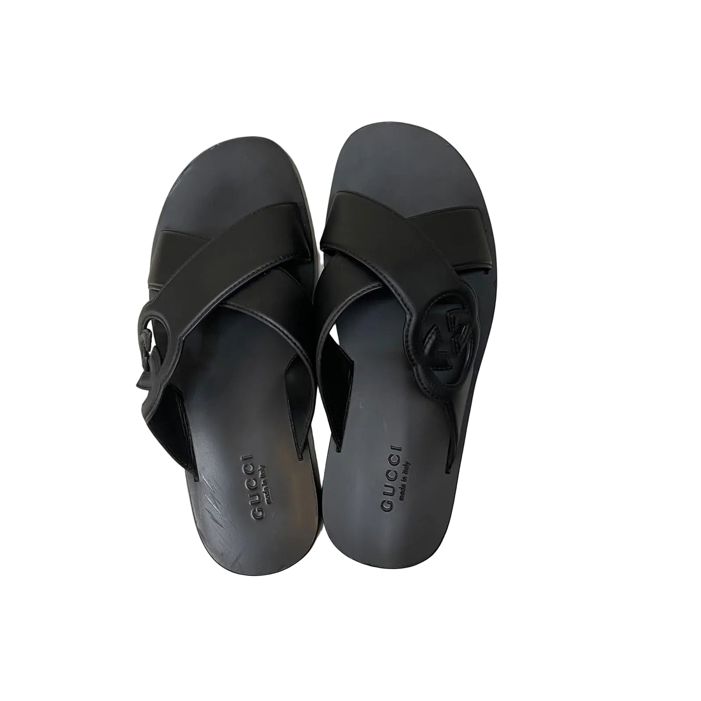 Rasteira Slide Tira Dupla Gucci Preta Tam 38 Br