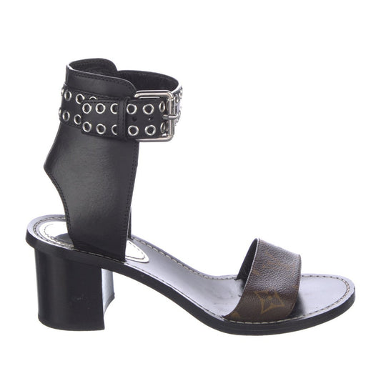 Sandalia Louis Vuitton Preta e Marrom Tam 37,5 Br