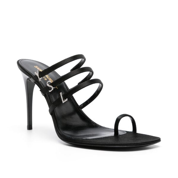 Mule Saint Laurent Jerry Preta Logo Prata Tam 37 Br