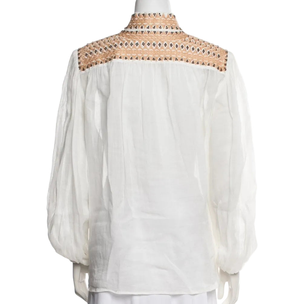 Blusa Zimmermann Brighton Embellished Branca TAM PP BR