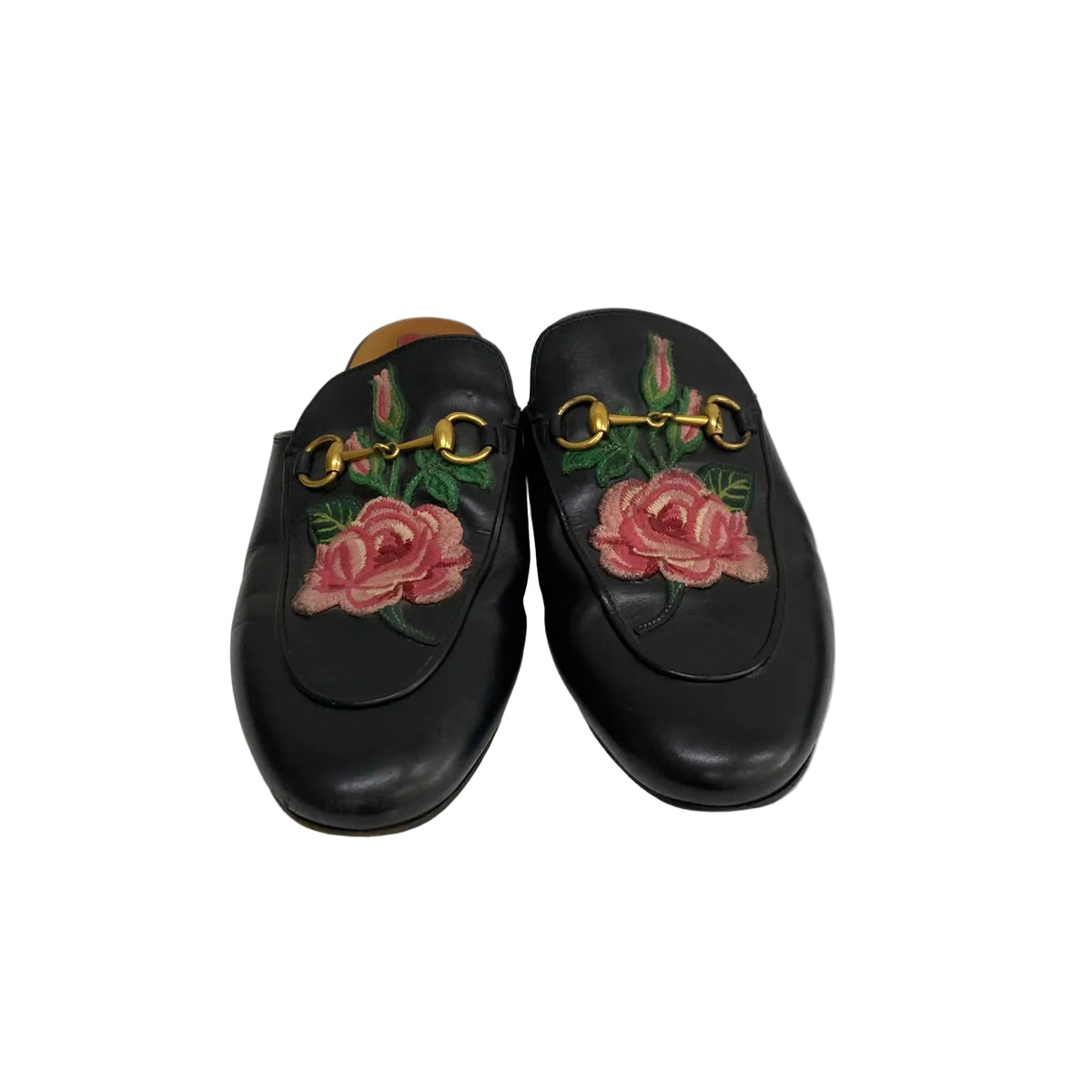 Mule Gucci Princetown Preto Flor Rosa Tam 37 BR